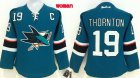 Women NHL San Jose Sharks #19 Joe Thornton blue jerseys