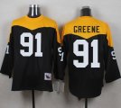 Mitchell And Ness 1967 Pittsburgh Steelers #91 Kevin Greene Black Yelllow Throwback Men Stitched NFL Jersey