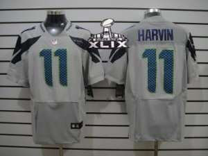 2015 Super Bowl XLIX Nike NFL Seattle Seahawks #11 Percy Harvin Grey Jerseys(Elite)