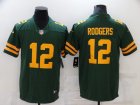 Men Green Bay Packers #12 Aaron Rodgers Green Yellow 2021 Vapor Untouchable Stitched NFL Nike Limited Jersey