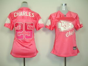 women nfl kansas city chiefs #25 charles pink[2011 fem fan]