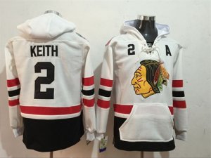 Blackhawks #2 Duncan Keith White All Stitched Hooded Sweatshirt