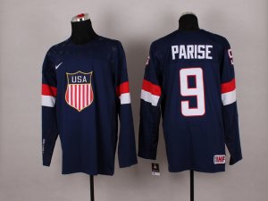 nhl team usa #9 PARISE 2014 olympic blue