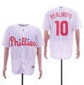 Phillies #10 J.T. Realmuto White Cool Base Jersey