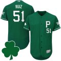 2016 Men Pittsburgh Pirates #51 Carlos Ruiz St. Patricks Day Green Celtic Flexbase Authentic Collection Jersey
