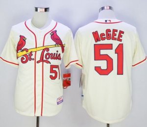 MLB Men St. Louis Cardinals #51 Willie McGee Cream Cool Base Stitched Jersey