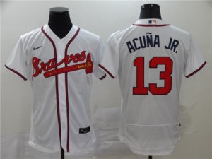 Braves #13 Ronald Acuna Jr. White 2020 Nike Flexbase Jersey