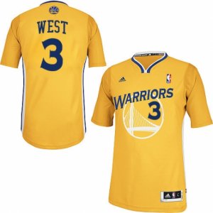 Men\'s Adidas Golden State Warriors #3 David West Swingman Gold Alternate NBA Jersey
