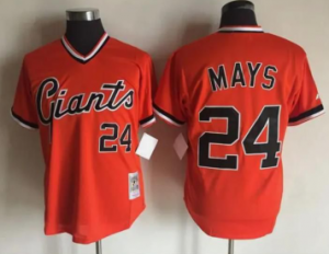 Giants 24 Willie Mays Orange M&N Jersey