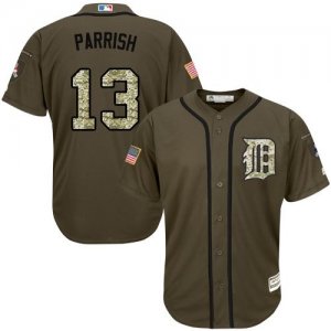 Men Detroit Tigers #13 Lance Parrish Green Salute to Service Stitched Baseball Jersey