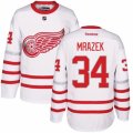 Mens Reebok Detroit Red Wings #34 Petr Mrazek Authentic White 2017 Centennial Classic NHL Jersey