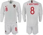 Portugal 8 J. MOUTINHO Away 2018 FIFA World Cup Long Sleeve Soccer Jersey
