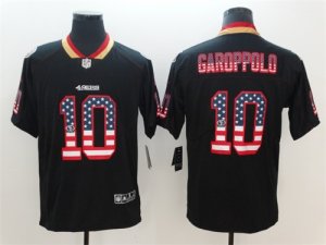 Nike 49ers #10 Jimmy Garoppolo Black USA Flag Fashion Color Rush Limited Jersey