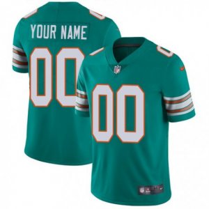 Mens Nike Miami Dolphins Customized Aqua Green Alternate Vapor Untouchable Limited Player NFL Jersey