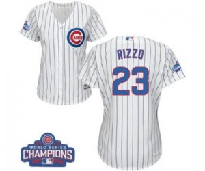 Womens Majestic Chicago Cubs #23 Ryne Sandberg Authentic White Home 2016 World Series Champions Cool Base MLB Jersey