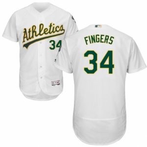 Men\'s Majestic Oakland Athletics #34 Rollie Fingers White Flexbase Authentic Collection MLB Jersey