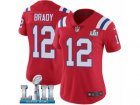 Women Nike New England Patriots #12 Tom Brady Red Alternate Vapor Untouchable Limited Player Super Bowl LII NFL Jersey