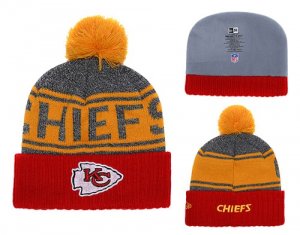 Chiefs Team Logo Red Cuffed Knit Hat With Pom YD