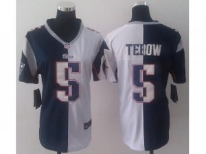 Nike Women New England Patriots #5 Tim Tebow white-blue[split Elite]