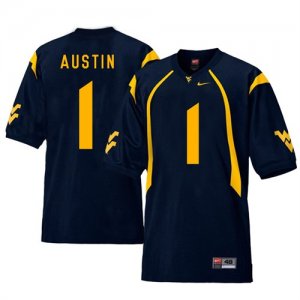 West Virginia Mountaineers #1 Tavon Austin Navy College Football Jersey