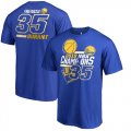 Golden State Warriors 35 Kevin Durant Fanatics Branded 2018 NBA Finals Champions Name and Number T-Shirt Royal