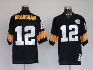 nfl pittsburgh steelers #12 bradshaw m&n black(white number)