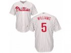 Youth Majestic Philadelphia Phillies #5 Nick Williams Replica White Red Strip Home Cool Base MLB Jersey