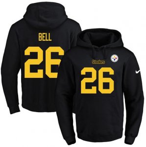 Nike Pittsburgh Steelers #26 LeVeon Bell Black(Gold No.) Name & Number Pullover NFL Hoodie