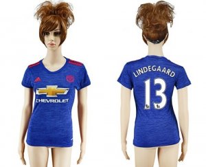 Womens Manchester United #13 Lindegaard Away Soccer Club Jersey