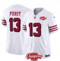 Men's San Francisco 49ers #13 Brock Purdy White 2023 F.U.S.E. NFC West Champions Alternate Football Stitched Jersey