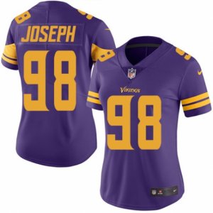 Women\'s Nike Minnesota Vikings #98 Linval Joseph Limited Purple Rush NFL Jersey