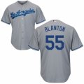 Mens Majestic Los Angeles Dodgers #55 Joe Blanton Replica Grey Road Cool Base MLB Jersey