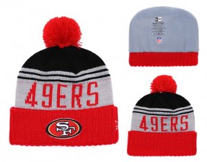 49ers Team Logo Red Cuffed Pom Knit Hat YD