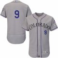 Men's Majestic Colorado Rockies #9 DJ LeMahieu Grey Flexbase Authentic Collection MLB Jersey