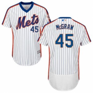 Mens Majestic New York Mets #45 Tug McGraw White Royal Flexbase Authentic Collection MLB Jersey
