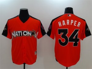 National League #34 Bryce Harper Orange 2017 MLB All-Star Game Home Run Derby Player Jersey