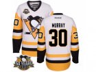 Men's Reebok Pittsburgh Penguins #30 Matt Murray Authentic White Away 50th Anniversary Patch NHL Jersey