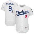 Los Angeles Dodgers #9 Yasmani Grandal White 2017 World Series Bound Flexbase Player Jersey