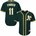 Men's Majestic Oakland Athletics #11 Jarrod Parker Replica Green Alternate 1 Cool Base MLB Jersey