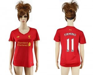 Womens Liverpool #11 Firmino Red Home Soccer Club Jersey