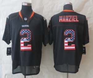 Nike Cleveland Browns #2 Manziel Black Jerseys(USA Flag Fashion Elite)