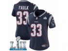 Women Nike New England Patriots #33 Kevin Faulk Navy Blue Team Color Vapor Untouchable Limited Player Super Bowl LII NFL Jersey
