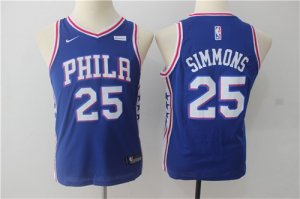 76ers #25 Ben Simmons Blue Youth Nike Swingman Jersey