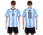 Argentina #11 Tevez Home Soccer Country Jersey