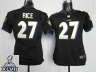 2013 Super Bowl XLVII Women NEW NFL Baltimore Ravens 27 Ray Rice Black Jerseys