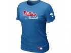 women Philadelphia Phillies Nike L.blue Short Sleeve Practice T-Shirt