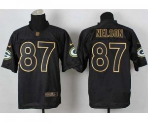 Nike jerseys green bay packers #87 jordy nelson black[Elite gold lettering fashion]