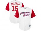 Mens Puerto Rico Baseball #15 Carlos Beltran Majestic White 2017 World Baseball Classic Jersey