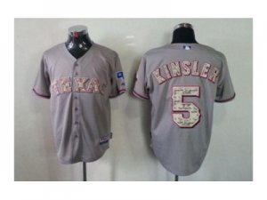 mlb jerseys texas rangers #5 kinsler grey[number camo]