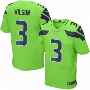 Nike Seattle Seahawks #3 Russell Wilson Green Mens Stitched NFL Elite Rush Jersey